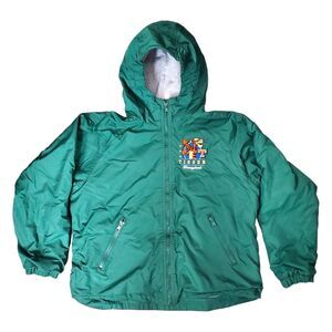 TIGGER Jacket KIDS Large Green Zip Up Embroidered Logo DISNEYLAND Hooded Outdoor